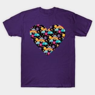 Heart With Rainbows and Flowers T-Shirt